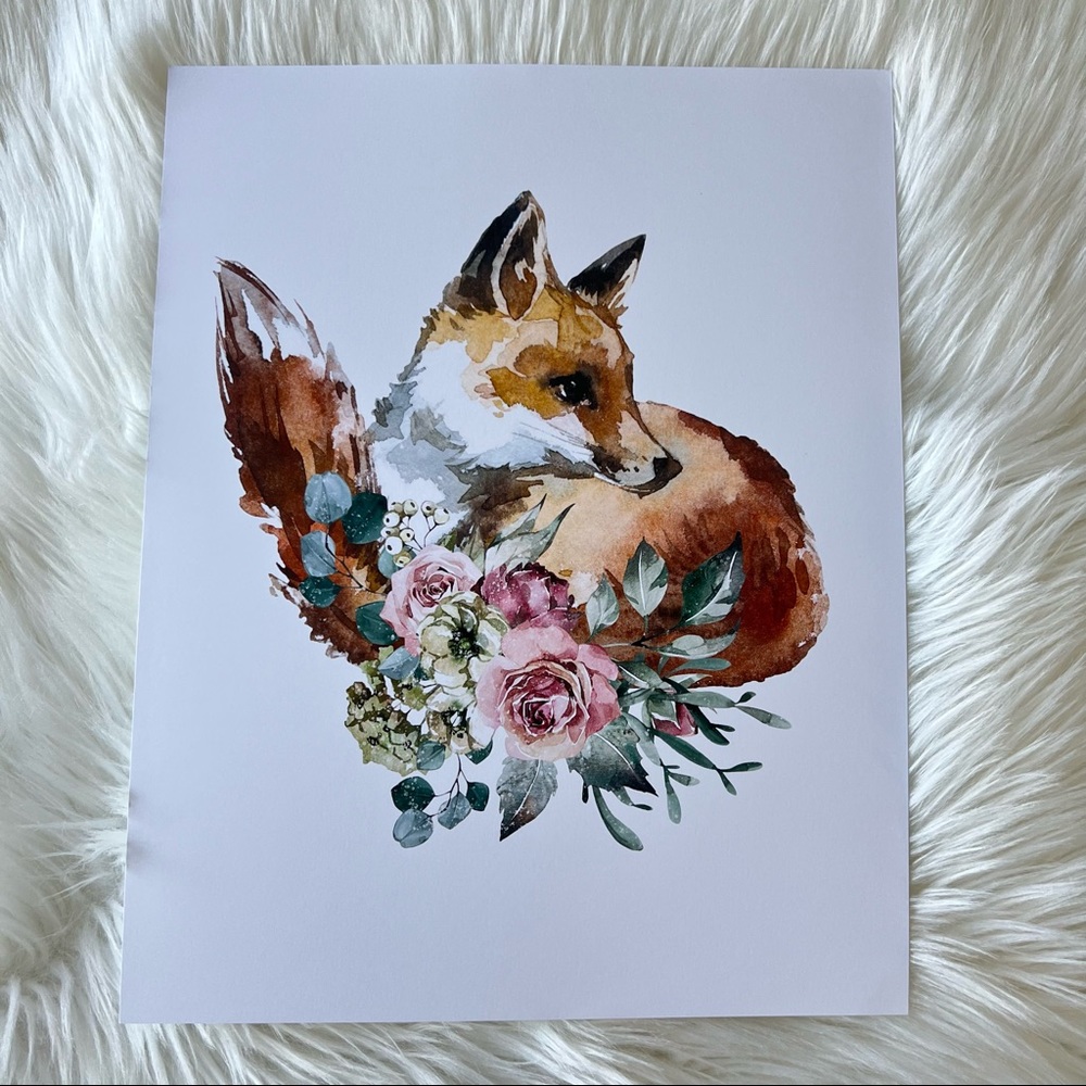 Watercolor Red Fox Wall Art Print Poster Illustration Unframed - Picture 13 of 17